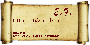 Elter Flórián névjegykártya